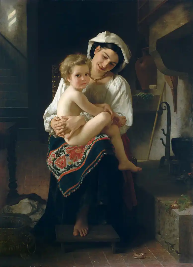 Young Mother Gazing at Her Child